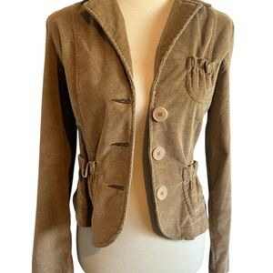 So Real Y2K 2000s Tan corduroy Long Sleeve Button Blazer Jacket Size  Small